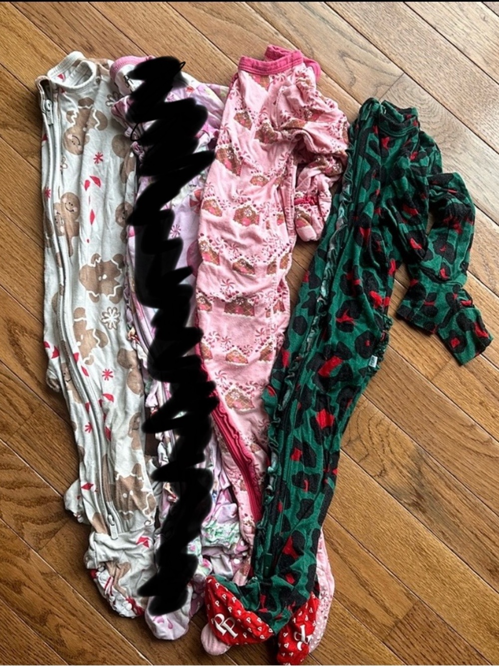 Bamboo baby girls 3 Christmas pajamas pjs bundle